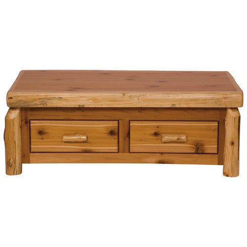Cedar Log Enclosed Standard Finish Coffee Table w/ Elevating Top