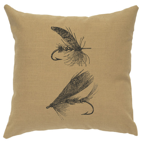 Flies Linen Pillow - Straw