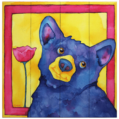 Flower Blossom Bear Wood Wall Art