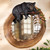 Hollow Log Bear Carved Wood Wall Mirror