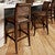 Imperial Counter Stool with Antique Brown Tooled Leather - Set of 2