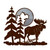 Moose and Moon Metal Wall Hanging