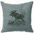 Moose Scene Linen Pillow - Ocean