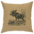 Moose Scene Linen Pillow - Straw