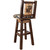 Ranchman's Woodland Upholstery Barstool with Back, Swivel & Laser-Engraved Bear Design