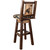Ranchman's Woodland Upholstery Counter Stool with Back, Swivel & Laser-Engraved Wolf Design