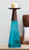 Reversible Candle Holder / Vase with Crackled Turquoise Glass and Candle - Medium