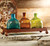 Set of Three Glass Tequila Bottles with Iron Tray