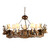 Small Stag Head 7-Light Chandelier - Feather Pattern Shades