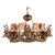 Small Stag Head 7-Light Chandelier - Small - Feather Pattern Shades