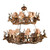 Small Stag Head Two Tier Chandelier - Faux Feather Shades