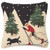 Starry Sky Skier Hooked Wool Pillow