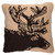 Woodcut Elk Hooked Wool Pillow