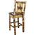Woodsman Barstool with Back & Laser-Engraved Bronc Design