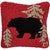 Bear on Red Hooked Wool Pillow