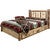 Cascade Platform Storage Bed with Laser Engraved Bear Design - King