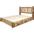 Cascade Platform Storage Bed with Laser Engraved Wolf Design - Queen