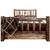 Denver Bed with Storage & Engraved Pines - Queen - Stained & Lacquered