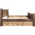 Denver Bed with Storage & Engraved Pines - Twin - Stained & Lacquered
