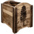 Denver Magazine Rack with Engraved Pine - Stained & Lacquered