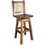 Denver Counter Height Swivel Barstool with Engraved Wolf Back - Stained & Lacquered