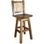 Denver Counter Height Swivel Barstool with Engraved Pine Tree Back - Stained & Lacquered