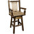 Denver Counter Swivel Captain's Barstool with Buckskin Seat - Stained & Lacquered