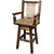 Denver Counter Swivel Captain's Barstool with Buckskin Seat - Stained & Lacquered