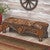 Western Scroll Carved Cowhide Bench