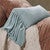 Blue Ice Velvet Long Ruffled Pillow