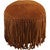 Cheyenne Fringed Leather Pouf - Cognac