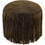 Cheyenne Fringed Leather Pouf - Forest Green