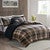 Brown Plaid Sherpa Comforter Set - Full/Queen