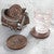 Tooled Leather Saddle Coaster Set with Holder