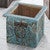 Southwestern Wood Storage Bin - Turquoise
