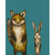 Fox & Bunny Pair on Teal Canvas Print