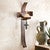 Curved Cross Candle Holder with Cross Accent And Candle