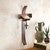 Curved Cross Candle Holder with Cross Accent And Candle
