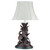 Black Forest Three Pheasants Lamp with Linen Shade