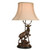 English Deer Table Lamp with Linen Shade - Right Facing