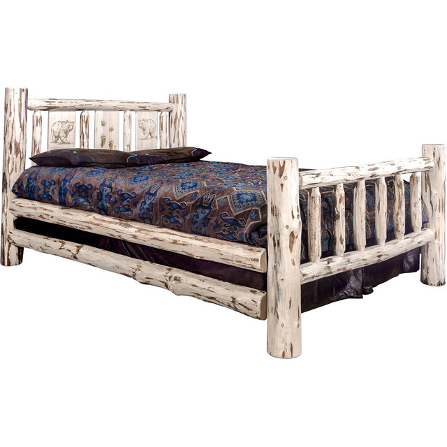 Frontier Bed with Laser-Engraved Bear Design - Twin