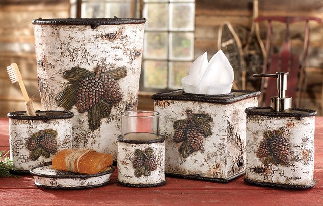 Pinecone & Birch Bath Accessories
