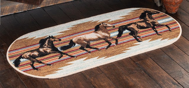 Galloping Horses Oval Rug