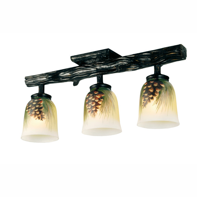 Hand Painted Pinecone 3 Light Semi Flush Mount Fixture - OVERSTOCK