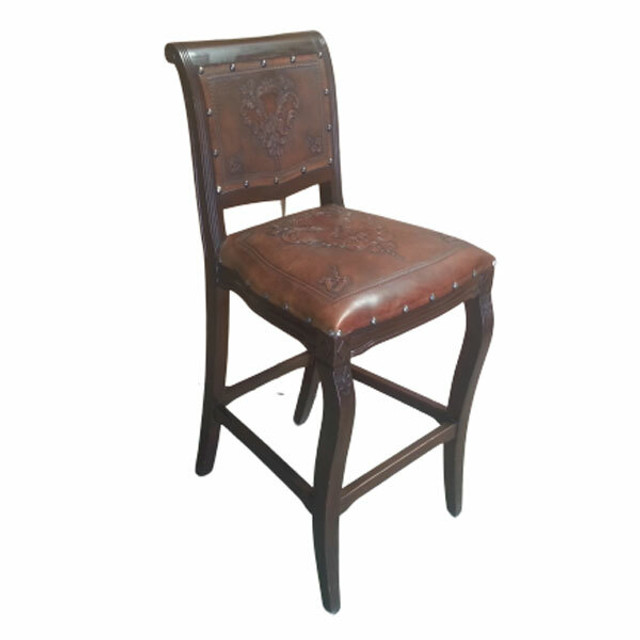 Imperial Counter Stool - Fleur de Lys & Antique Brown