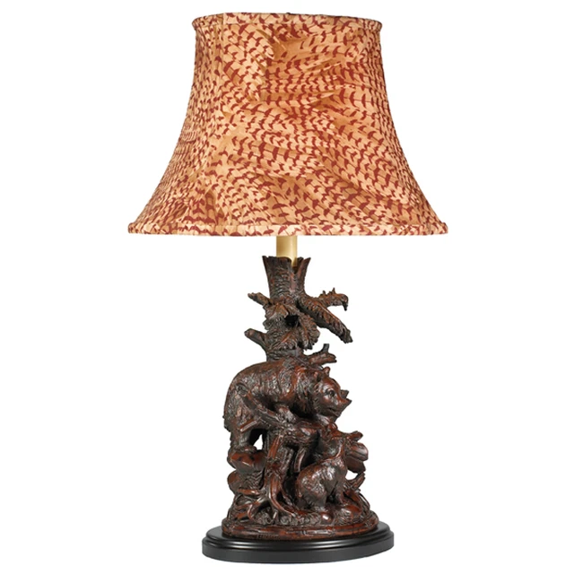 There You Are Black Forest Lamp with Feather Shade
