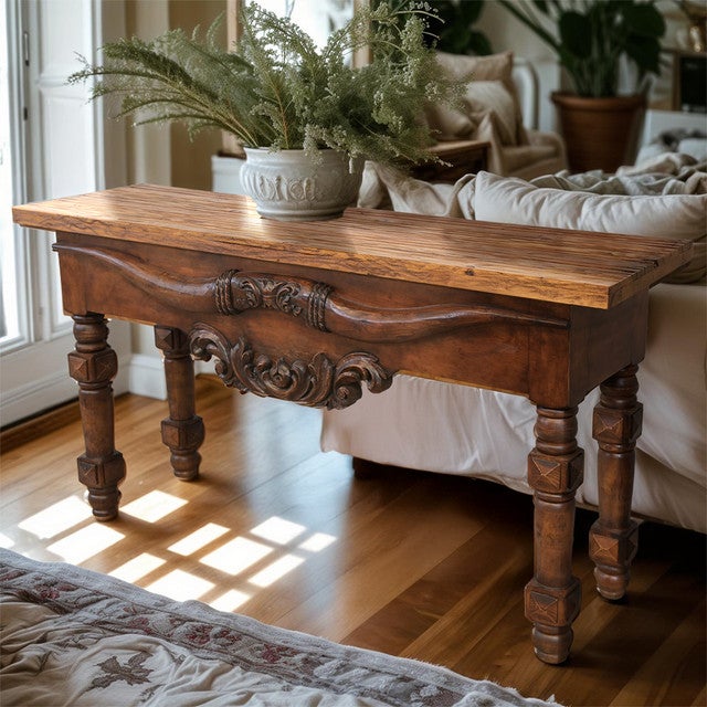 Longhorn Carved Console Table