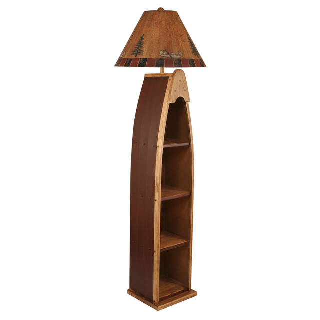 Mahogany Stained Wood Canoe Floor Lamp