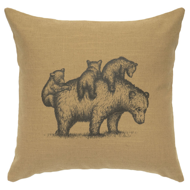 Mama Bear Linen Pillow - Straw