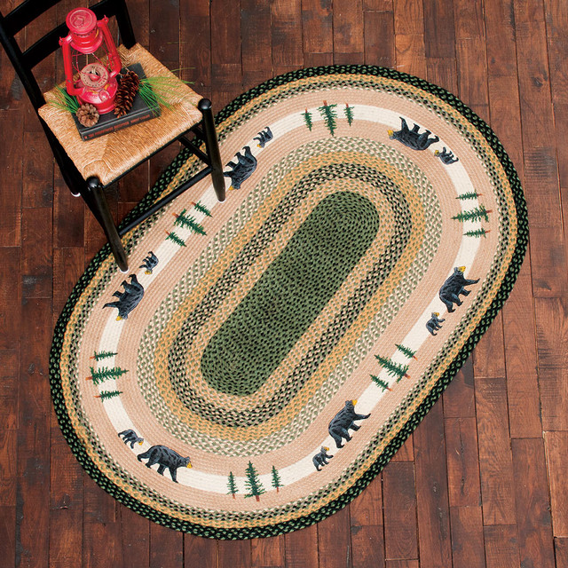Mama Black Bear & Cub Braided Rug - 2 x 4 - OVERSTOCK